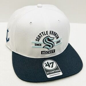 '47 Brand Seattle Kraken 2021 Captain Snapback Hat‎ Cap Adjustable White NHL
